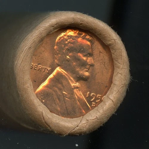 1956 D Lincoln Cent OBW Original Bank Wrap Unc. Roll * No Reserve *