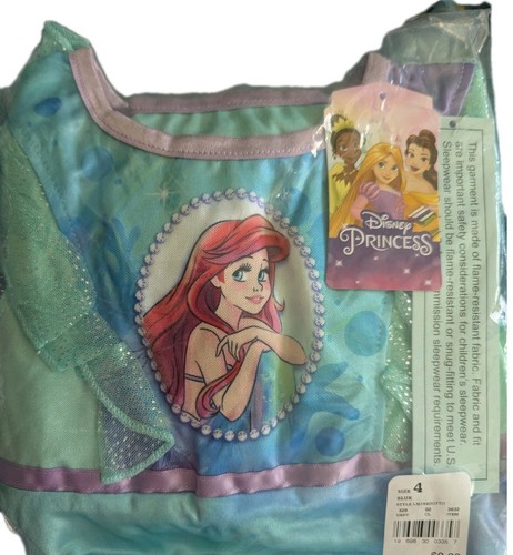 Disney Ariel Little Mermaid Fantasy Nightgown Costume Dress Pajamas New Size 4 - Picture 5 of 5