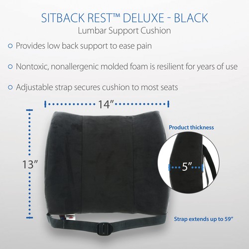Cojín para silla de felpa Core Products Deluxe con soporte lumbar de viaje en coche - Imagen 6 de 8