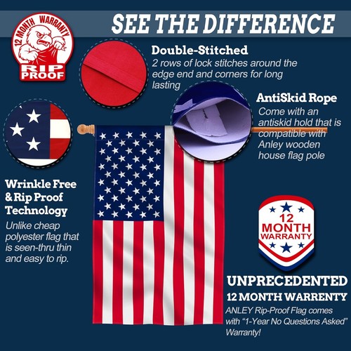 Anley reißfeste amerikanische USA Hausflagge 28 x 40 Zoll doppelseitig 3-lagig Premium - Bild 6 von 7