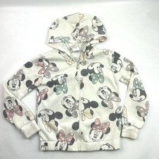 Disney Minnie Mouse All Over Minnie Beige Hoodie Zip Up Jacket Girls Size 12