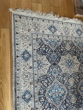 Rare Handwoven Large Silk Persian Nain Rug Vintage