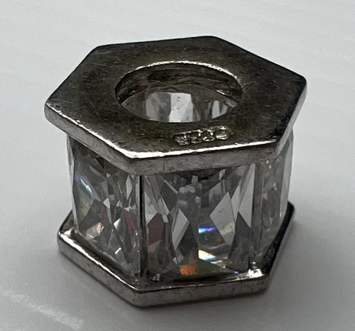 Set Chanel perle a bolla diapositiva retrò argento sterling 925 cristalli esagonali