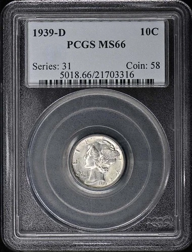 1939-D 10C Mercury Dime PCGS MS66