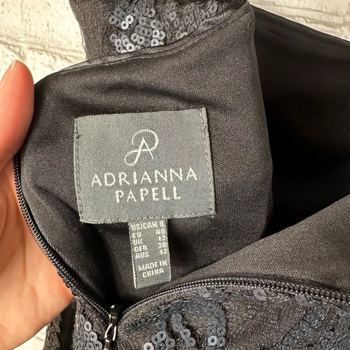 Adrianna Papell Dress Cocktail Sequin Lace Mini Cutout Back Keyhole Black 8 - Picture 4 of 10