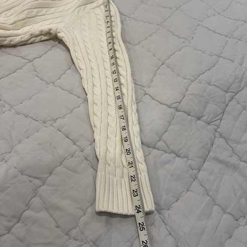 Maglione LL Bean donna extra large avorio maglia cavo cotone pescatore Grannycore - Foto 11 di 11
