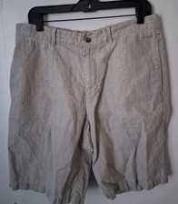 Tommy Bahama Linen Shorts Mens Size 33 Beige Flat Front Beach Casual