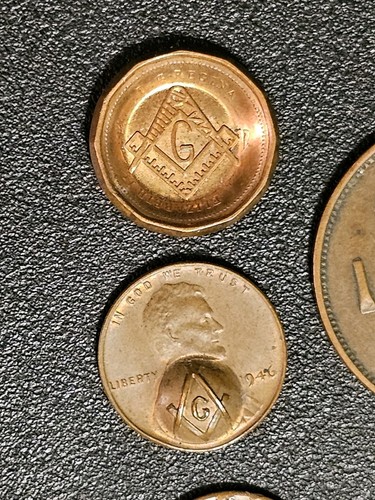 Vintage 11 Stück Freimaurer Freemason Penny Lot Gegengestempelt - Bild 3 von 13