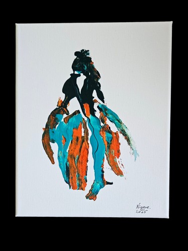 10"x8" Original Abstraktes Gemälde, Moderne Kunst auf gespannter Leinwand Signiert