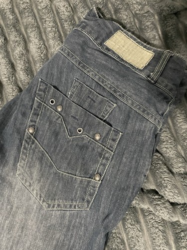 Miskeen Jeans Mens 38 Blue Denim Size 38M BaggyEmbroidered Lock Hip Hop Skater - Picture 4 of 6