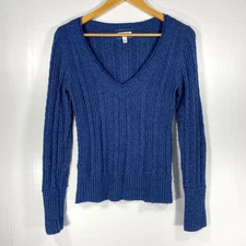 Aeropostale Blue Angora Blend Long Sleeve V Neck Sweater Womens Medium