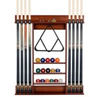 Billiards Pool Cue Rack Cute Stick Holder w/ 3-Tier Ball Groves & Peg Club Brown