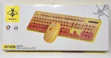 NEWFF Fashion Wireless Keyboard Mouse Set  EF128 Smart Power Retro Keycap Design