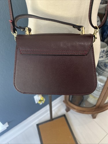 Neu Vera Pelle Italy Dunkellila Leder Kettenriemen Umhängetasche Handtasche - Bild 7 von 8