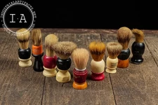 Lot of 10 Vintage Shaving Brushes, Mixed Colors and Styles