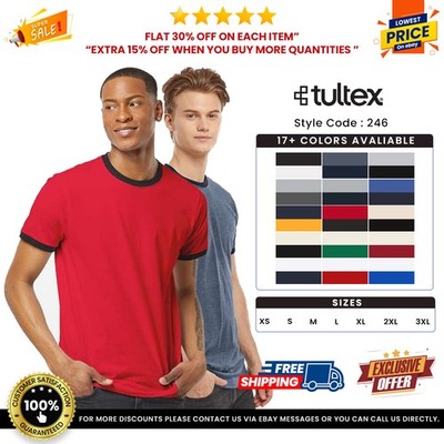 Tultex 246 Unisex Ringspun Short Sleeve Fine Jersey Ringer T-Shirt