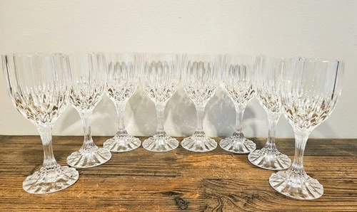 Vintage Cristal D'Arques Durand BRETAGNE Wine Goblets Glasses Set of 8