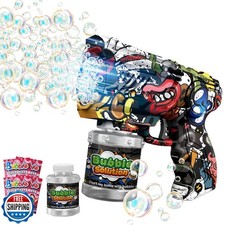 VORBLIX Bubble Gun for Kids with LED Lights and Leak-Proof Design, 10-Hole Au