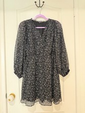 Madewell Dotted Vines Floral Button Front Mini Dress Medium Long Sleeve
