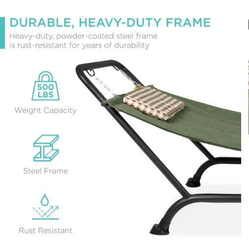 NUEVA Hamaca Exterior con Soporte Acogedora Hamaca Exterior para Patio, Patio Trasero, Jardín Foto 3 de 4