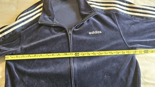 Adidas Velour Tracksuit Set Dark Blue Size M - Picture 3 of 10