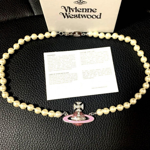 Vivienne Westwood ROXANNE Pearl Choker Necklace Pink Pearl & Silver Chain new - Picture 1 of 12