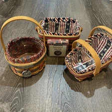 Lot of 3 Longaberger Patriotic Basket ‘97 ‘96 Inaugural Basket Tie-on Medal