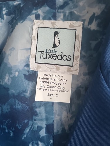 Boys Little Tuxedos Brand Blue Suit Coat Size 12 - Picture 3 of 9