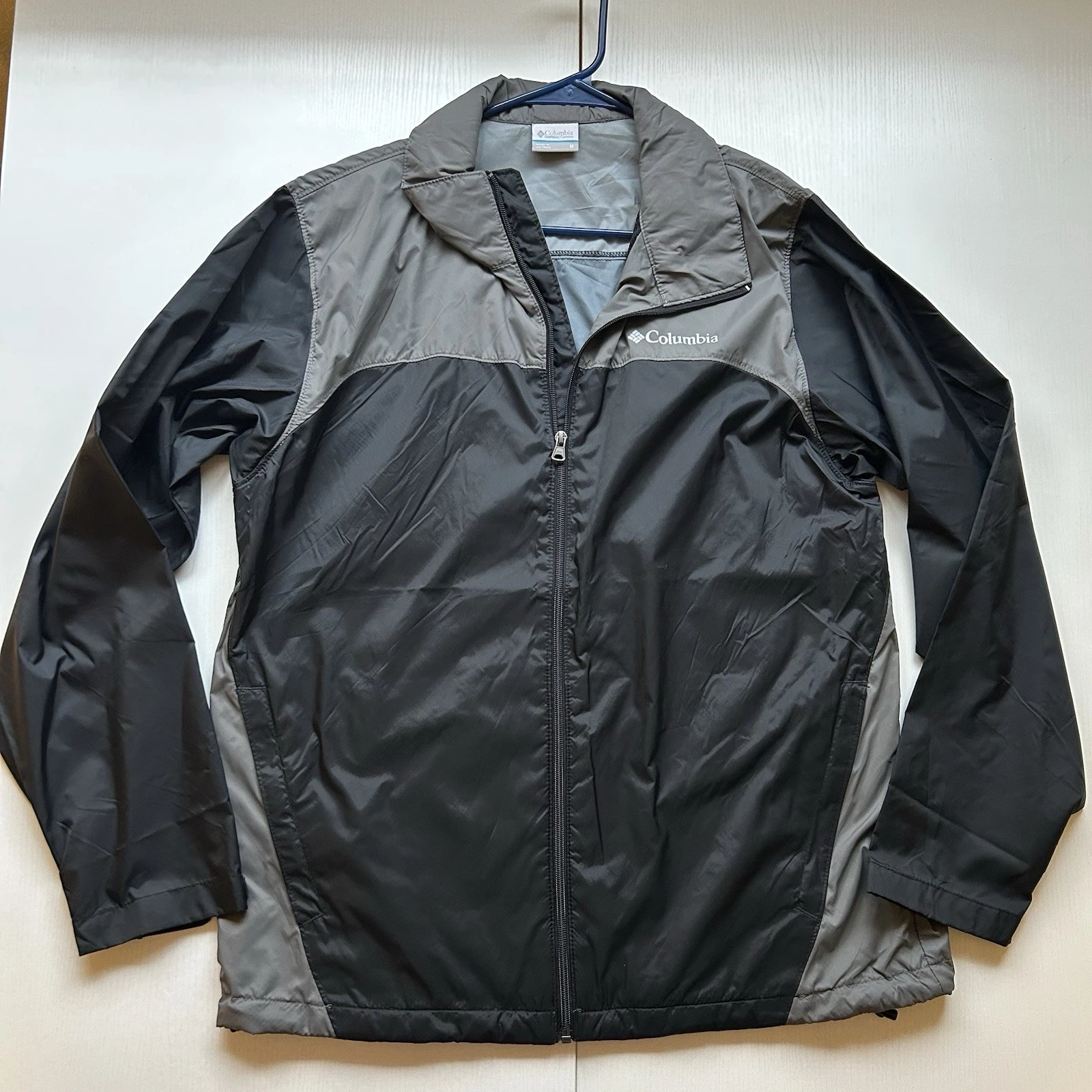 Columbia Jacket Mens Medium 2 Tone Gray Black Full Zip Windbreaker Jacket