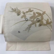 JAPANESE KIMONO BELT NAGOYA OBI CREAM PURE SILK EE4157