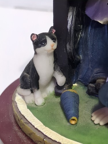 Louis Dionne Vintage Collectible Resin Figurine Grandmother Sewing Boy Pants Cat - Picture 8 of 9