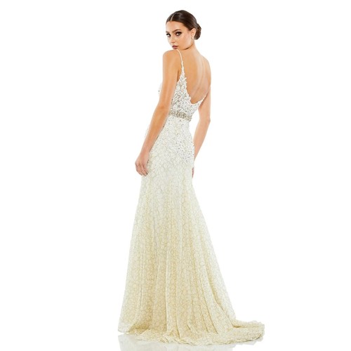 NEW NWT Mac Duggal A79341 Applique Sleeveless Gown Ivory Size 16 - Imagen 2 de 10