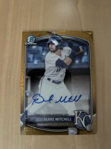 2025 Bowman Chrome MOJO Blake Mitchell Refractor GOLD Auto 12/50 Royals BMA-BMI