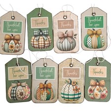 8pc Pumpkin Thank You Gift Tags 3.5 x 2 Fall, Journals Packaging