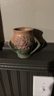 Roseville Pottery Water Lily Vase, Brown Green Pink