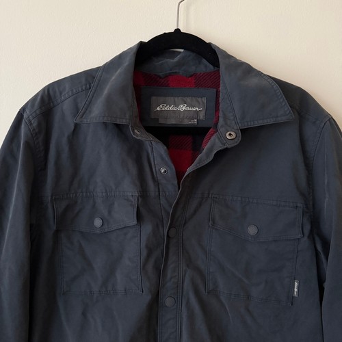 Sobrecamisa Chaqueta/Chaqueta Eddie Bauer Azul Marino Forrada de Vellón Botón a Presión con Bolsillos-M - Imagen 2 de 10