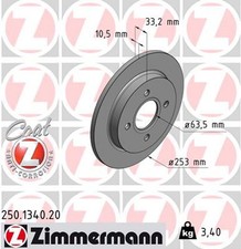 2x ZIMMERMANN Bremsscheibe COAT Z 250.1340.20 für SIERRA FORD FOCUS FIESTA CCN 2