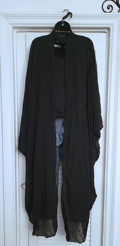 Black Vixey Chiffon Draped Sleeve Open Back Cape Top, Boho OS - Picture 11 of 14