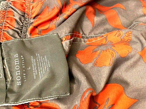 Sonoma Shorts Mens Large Red Swim Surfing Hawaiian Trunks Pockets Classic Flower - Picture 5 of 6