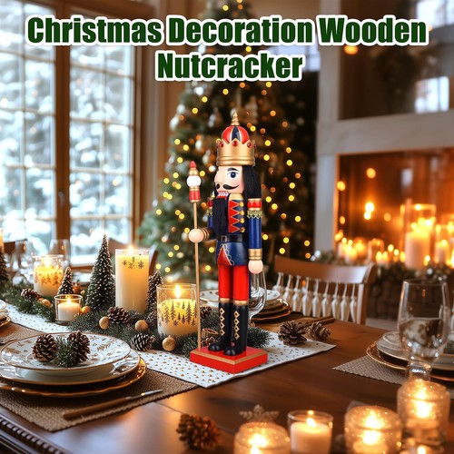 Christmas Nutcracker Figures 15 Inch Wooden Nutcracker King with Scepter Orna... - Picture 3 of 6