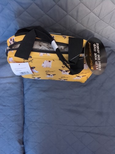 Neu mit Etikett! Betsey Johnson Senf Französische Bulldogge LUNCHBAG. Neu mit Etikett - Bild 3 von 5