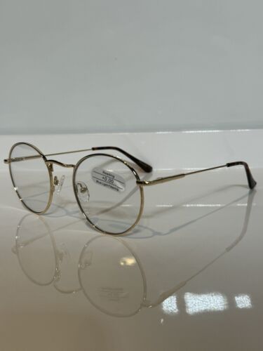 Nuevas gafas redondas de computadora con filtro de luz azul de acero inoxidable dorado de metal dorado 51 mm - Imagen 2 de 5