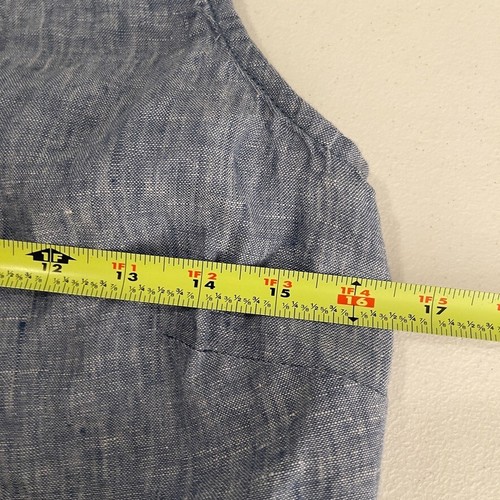Mono Loft Para Mujer 6 Azul 100% Lino Sin Mangas Pierna Ancha Una Pieza - Imagen 7 de 9