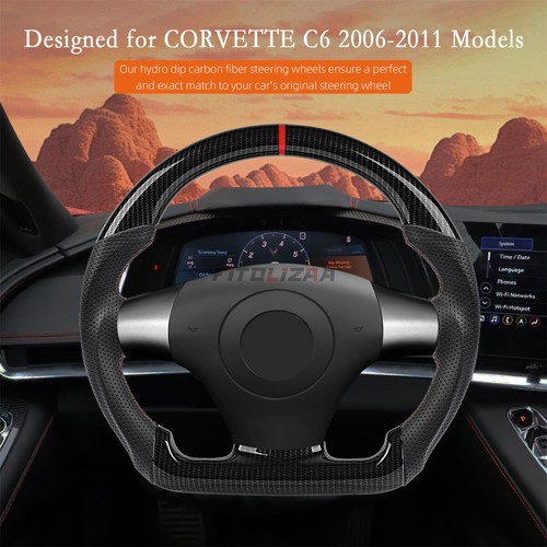 Hydro Dip Carbon Fiber Steering Wheel For Chevrolet Corvette C6 ZR1 Z06 2006-11 - Picture 8 of 8