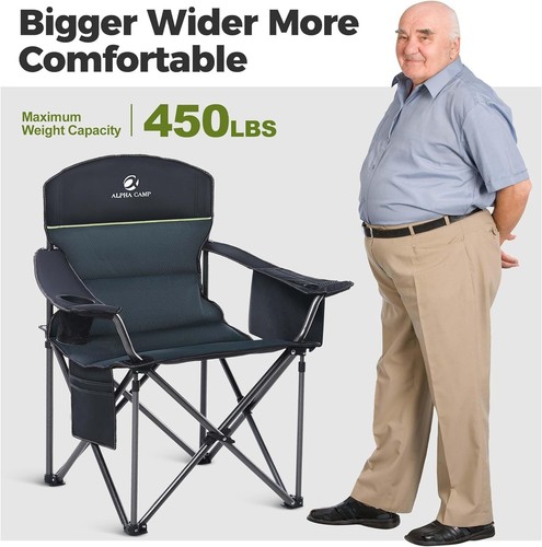 Oversize Klappstühle Tragbar Campingstuhl Schwerlast Rasenstuhl für Outdoor - Bild 7 von 12