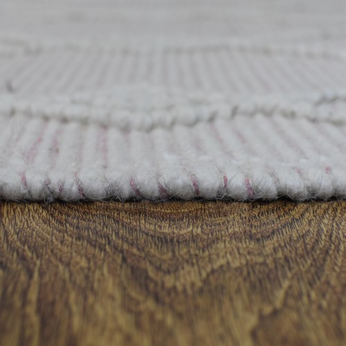 Alfombra de área de lana y algodón Kilim tejida a mano de 5'x7'6"" blanca contemporánea rosa - Imagen 6 de 8