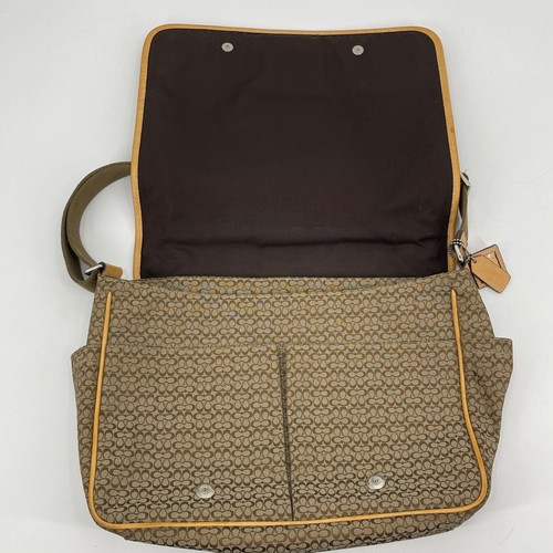 COACH Signature Hudson Commuter Messenger Bag Tan Brown Laptop Travel - Picture 11 of 24