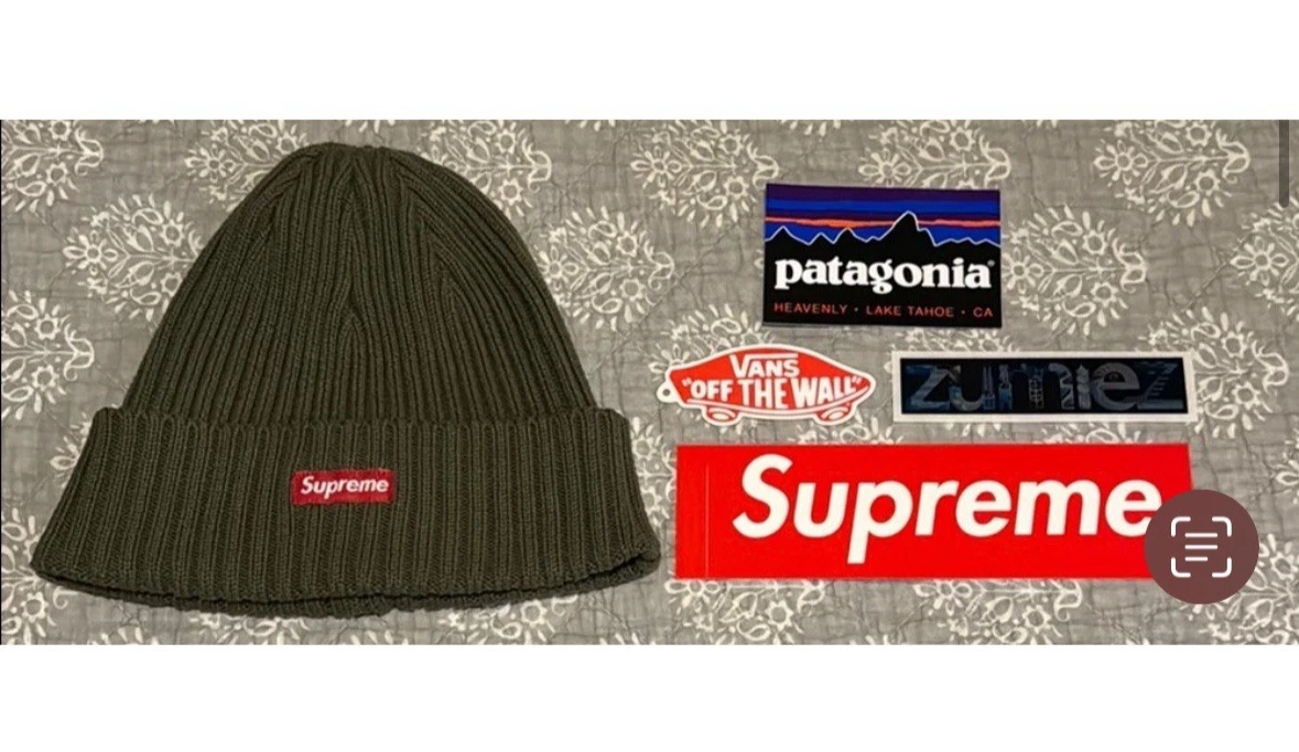 Stickers chapeau tricot bonnet côtelé vert olive suprême Patagonia Vans SS18