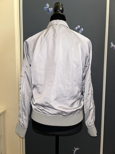 Members Only Classic Unisex Bomber Jacket Juniors 16 Metallic Silver Womens Sz 2 - Picture 4 of 9