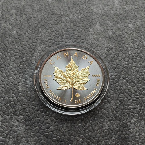 2025 1OZ Silver Canada Maple Leaf 24kt Gold gilded Black Empire ONLY 500pc #202 - Picture 13 of 23